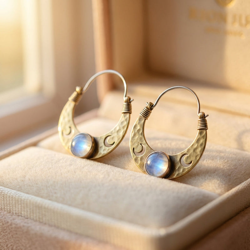 Bohemian Moon Stone Earrings