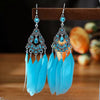 Bohemian Turquoise Feather Earrings