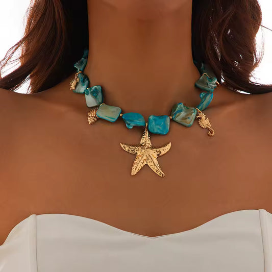 Bohemian Turquoise Starfish Necklace
