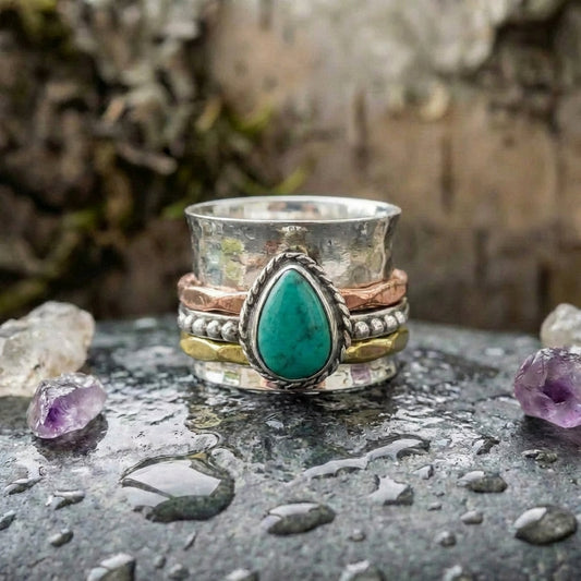 Bohemian Turquoise Teardrop Ring