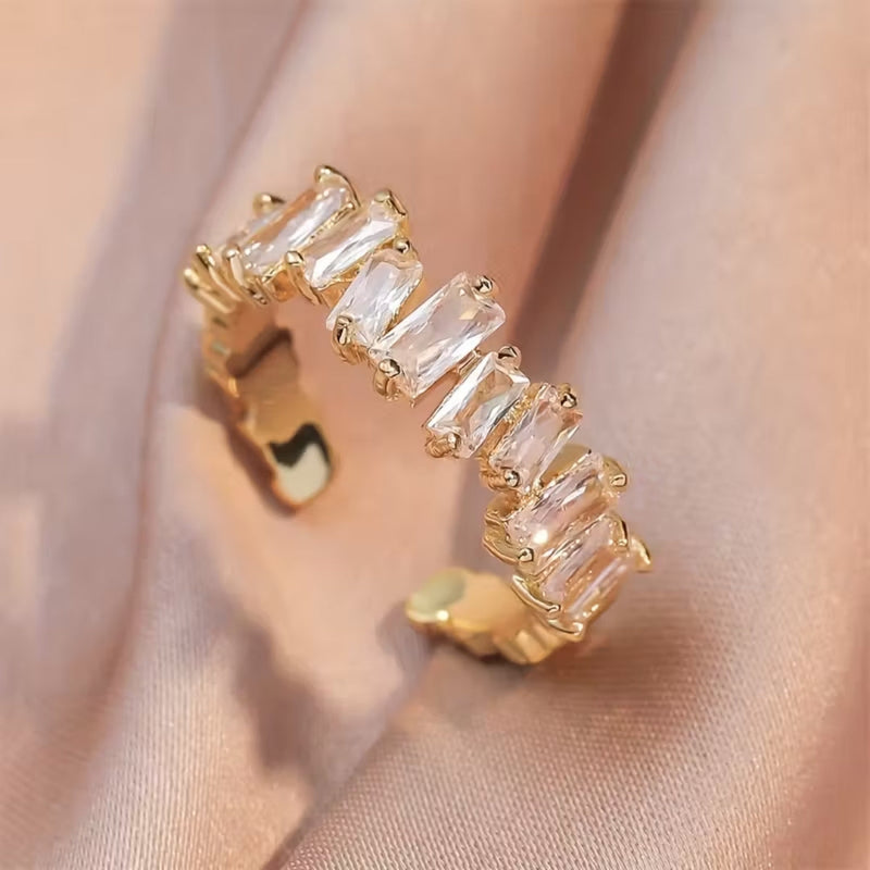 Adjustable Zirconia Inlaid Glass Ring