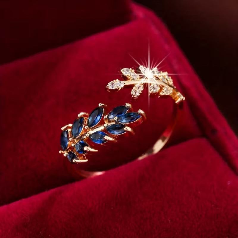 Adjustable Fern Zirconia Ring