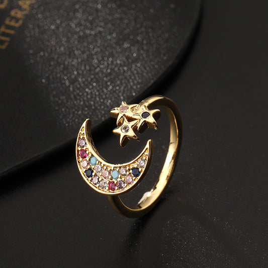 Celestial Moon Star Ring
