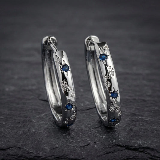 Celestial Sapphire Hoop Earrings
