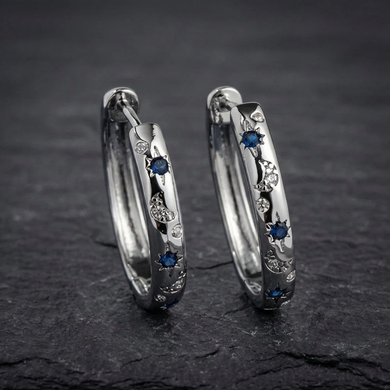Celestial Sapphire Hoop Earrings