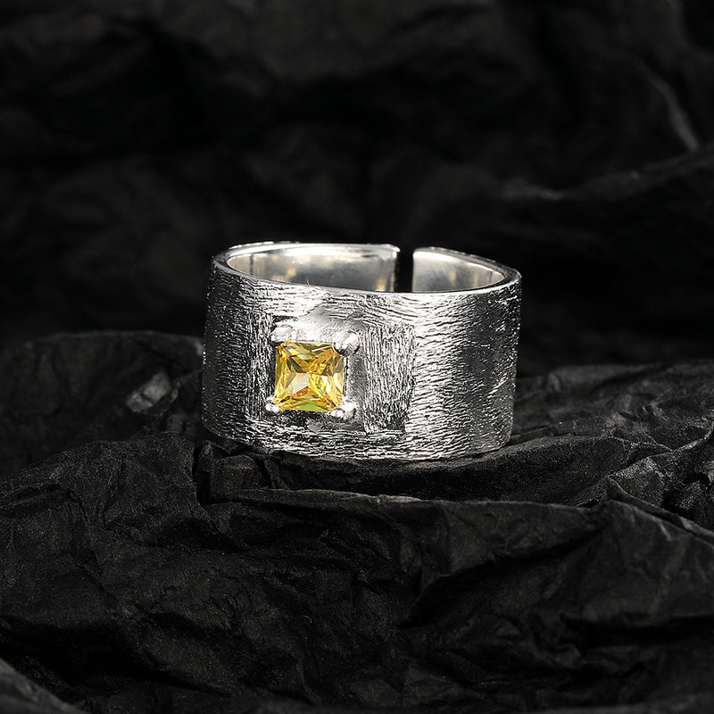 Citrine Textured Cuff Ring