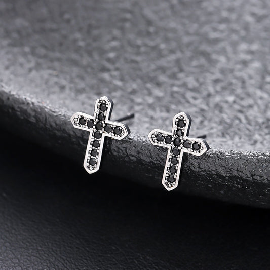 Classic Black Cross Earrings