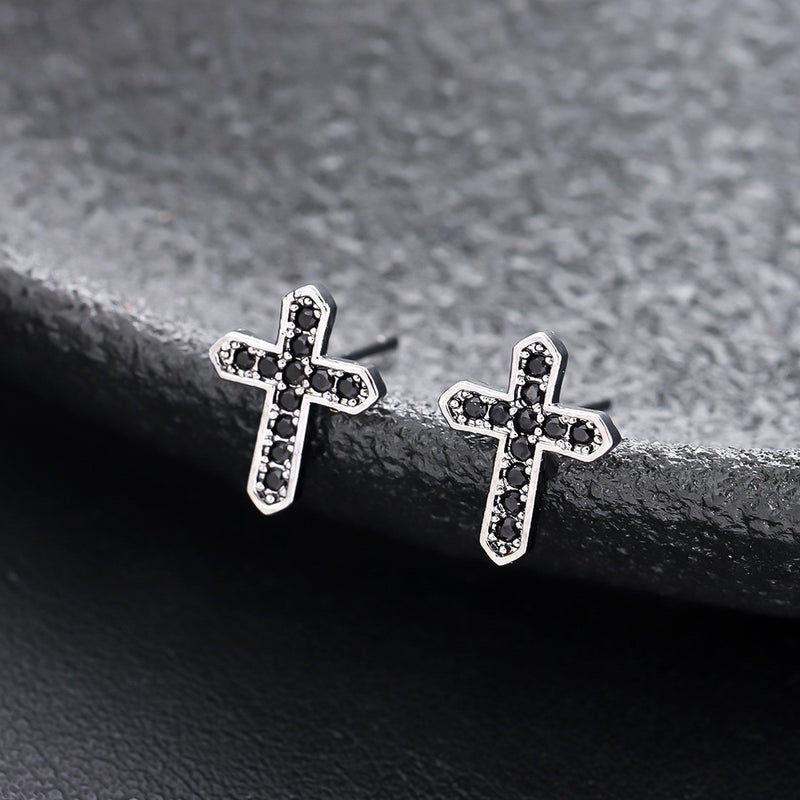 Classic Black Cross Earrings
