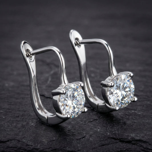 Classic Crystal Hoop Silver Earrings