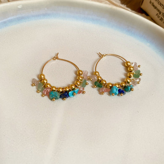 Colorful Beaded Hoop Earrings