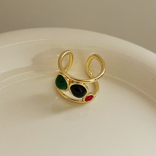 Colorful Gold Statement Ring