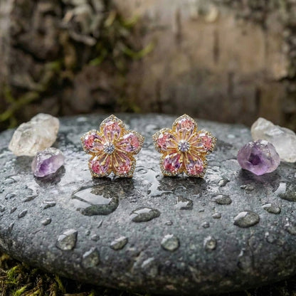 Crystal Blossom Zircon Earrings