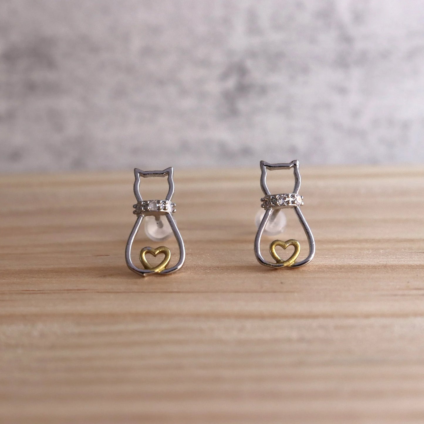 Cute Cat Heart Earrings