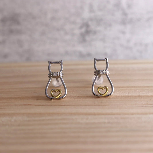 Cute Cat Heart Earrings