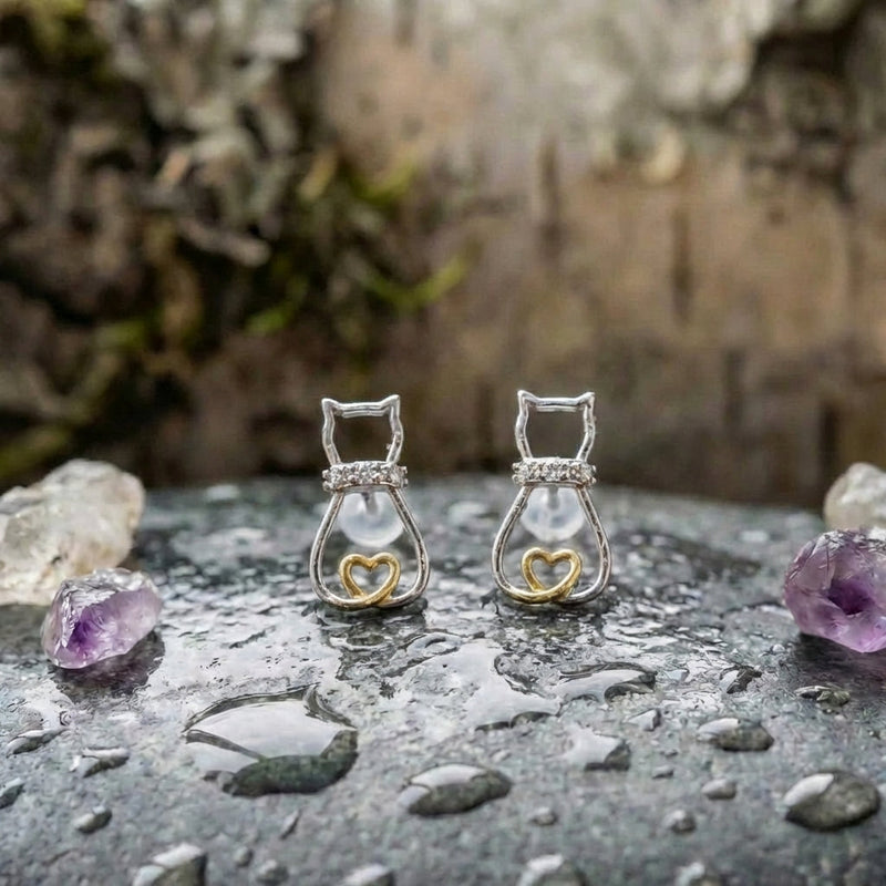 Cute Cat Heart Earrings
