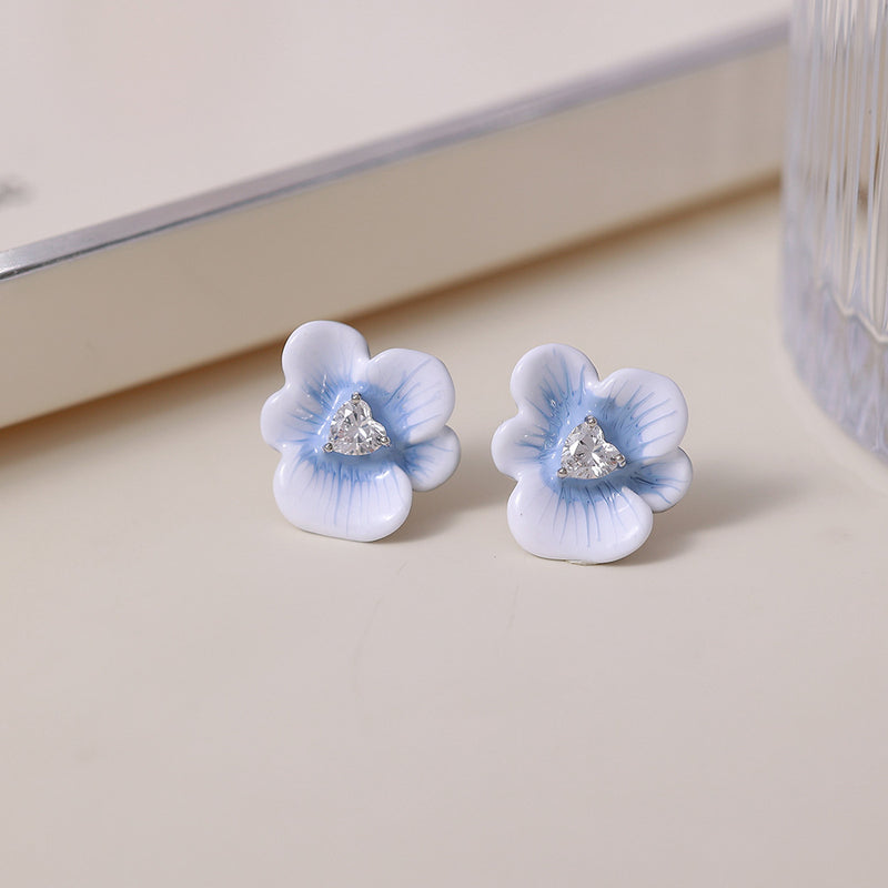 Delicate Blue Flower Earrings
