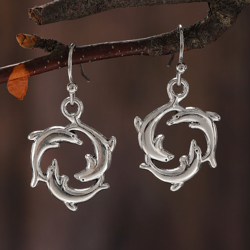 Dolphin Circle Earrings