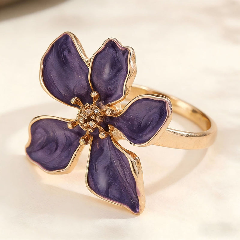 Elegant Amethyst Flower Ring