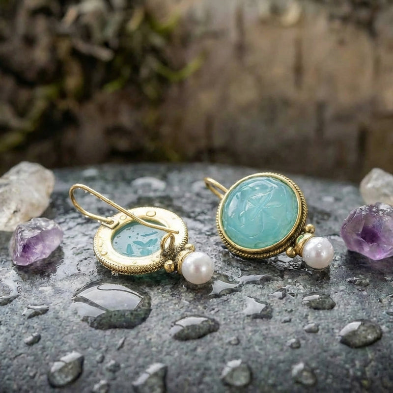 Elegant Aqua Pearl Earrings