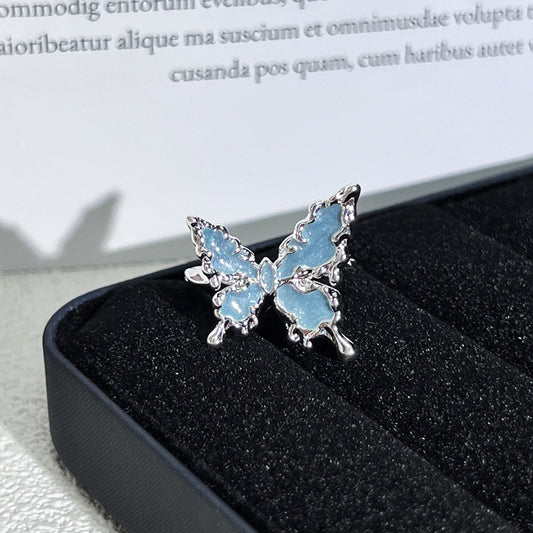 Elegant Aquamarine Butterfly Ring