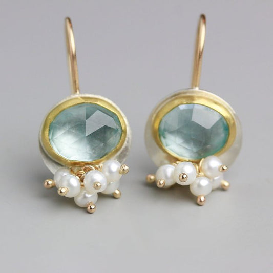 Elegant Aquamarine Pearl Earrings