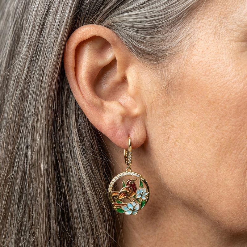 Elegant Bird Flower Earrings
