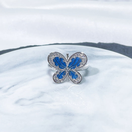 Elegant Blue Butterfly Ring