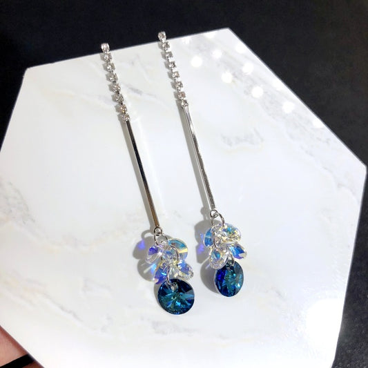 Elegant Blue Crystal Earrings