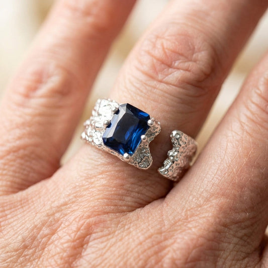 Elegant Blue Cz Ring