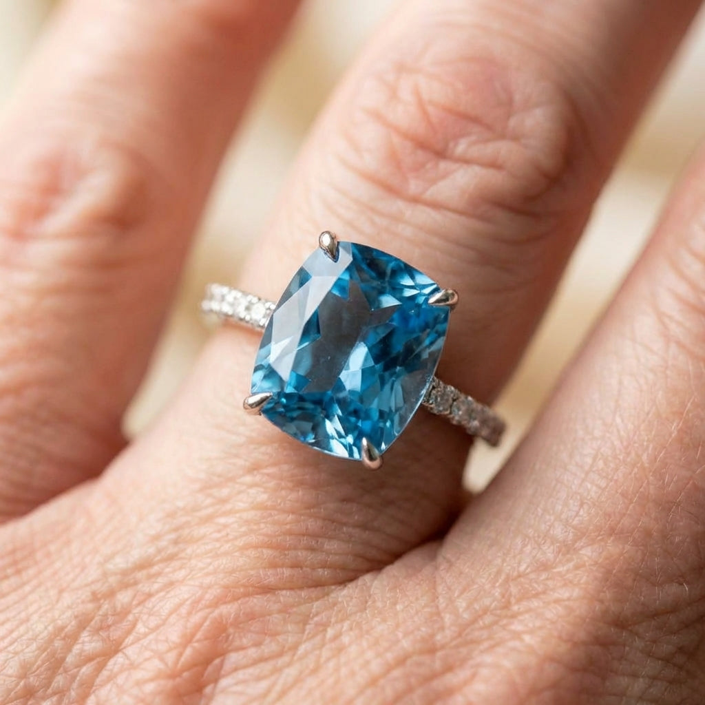 Elegant Blue Cz Ring