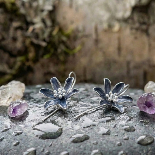 Elegant Blue Flower Earrings