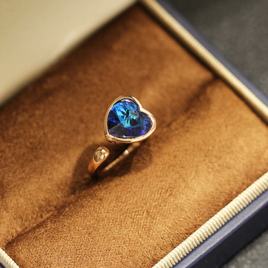 Elegant Blue Heart Ring