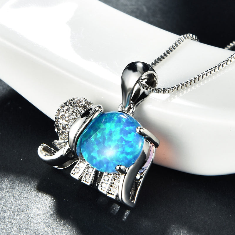 Elegant Blue Opal Necklace