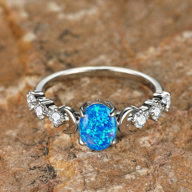 Elegant Blue Opal Ring