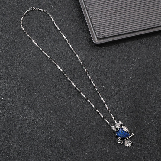 Elegant Blue Owl Necklace