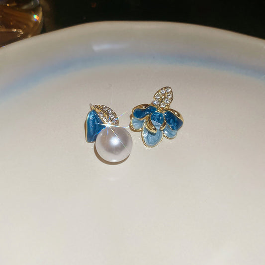 Elegant Blue Pearl Earrings