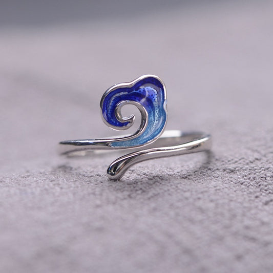 Elegant Blue Wave Ring