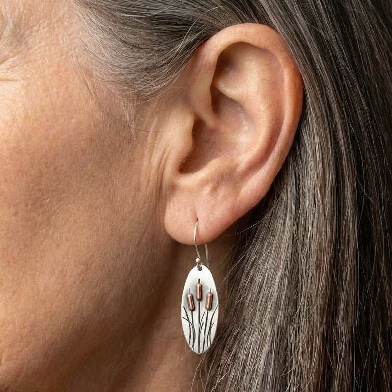 Elegant Cattail Dangle Earrings
