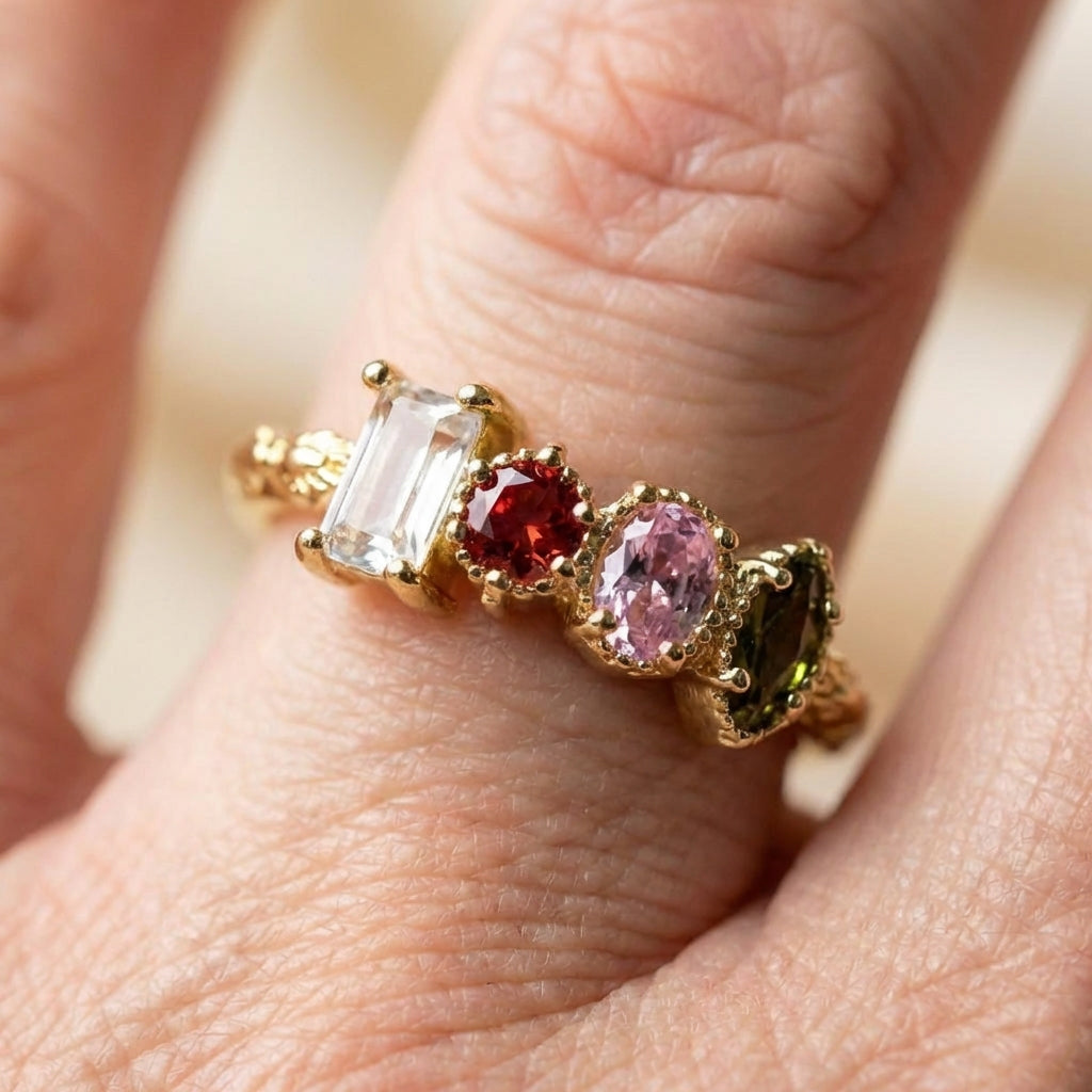 Elegant Colorful Zircon Ring