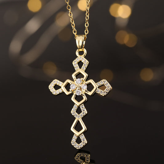 Elegant Crystal Cross Necklace