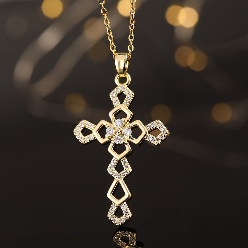 Elegant Crystal Cross Necklace