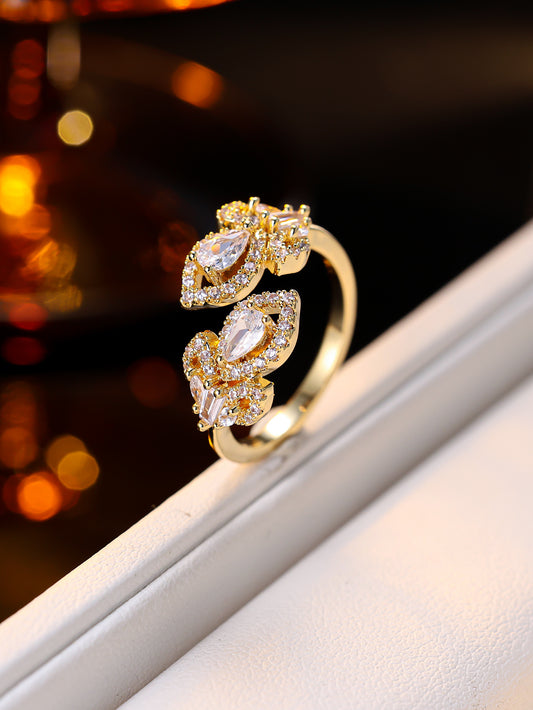 Elegant Crystal Gold Ring