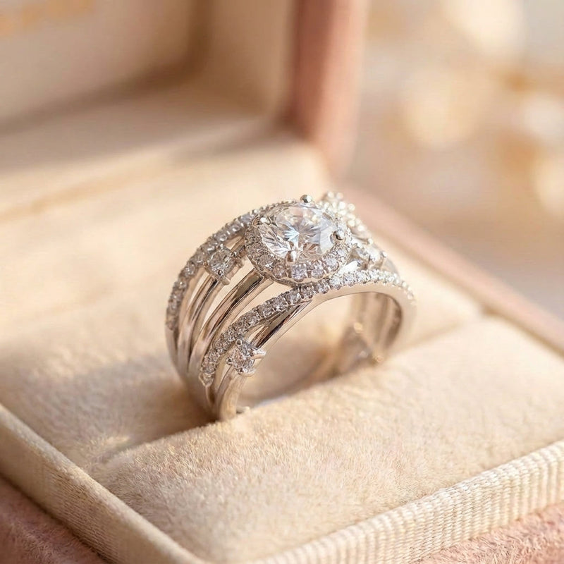 Elegant Crystal Halo Ring