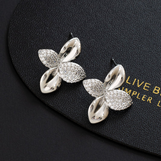 Elegant Crystal Leaf Earrings