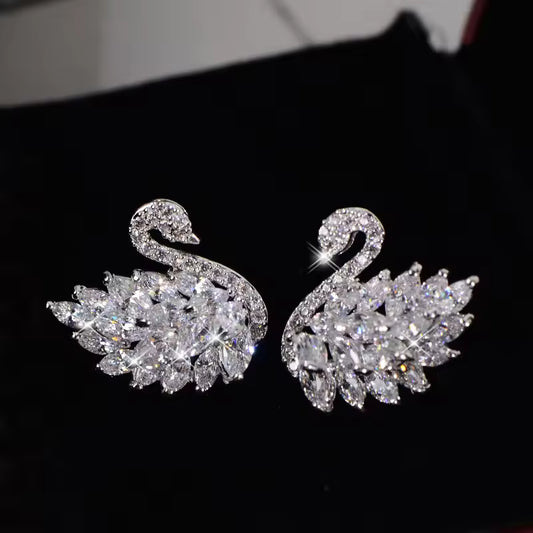 Elegant Crystal Swan Earrings