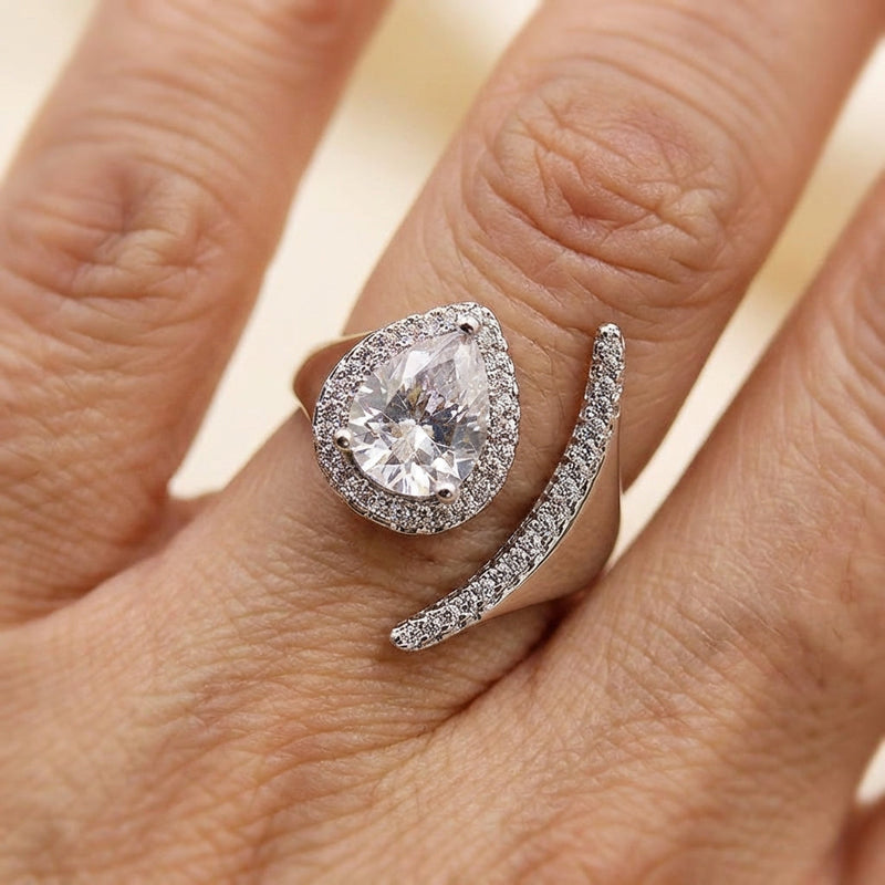 Elegant Crystal Teardrop Ring