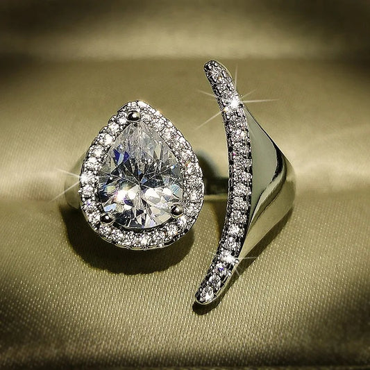 Elegant Crystal Teardrop Ring