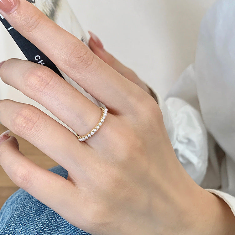 Elegant Dainty Seed Pearl Ring
