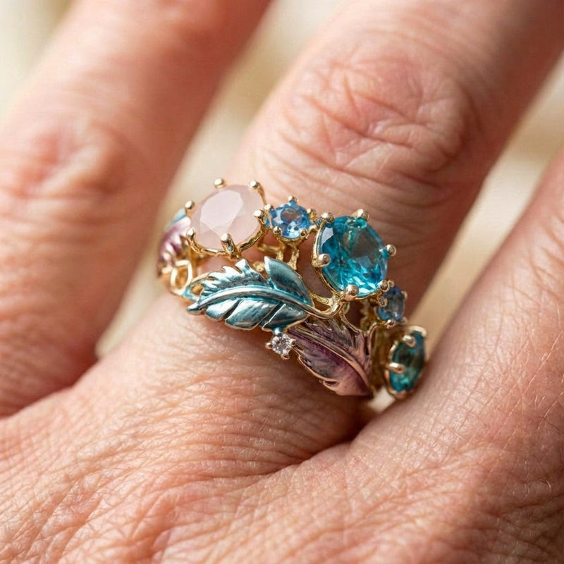 Elegant Feather Statement Ring