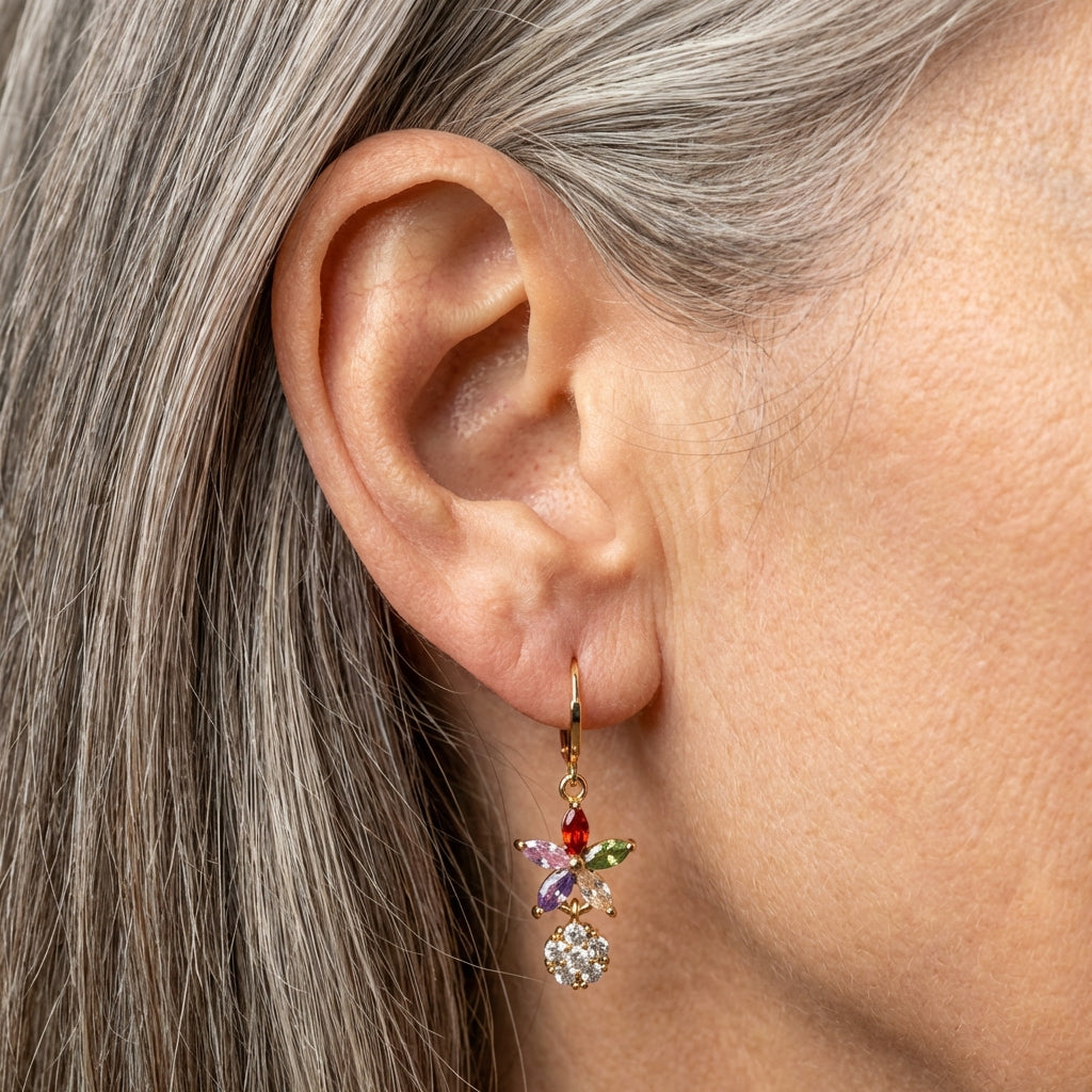 Elegant Flower Multistone Earrings